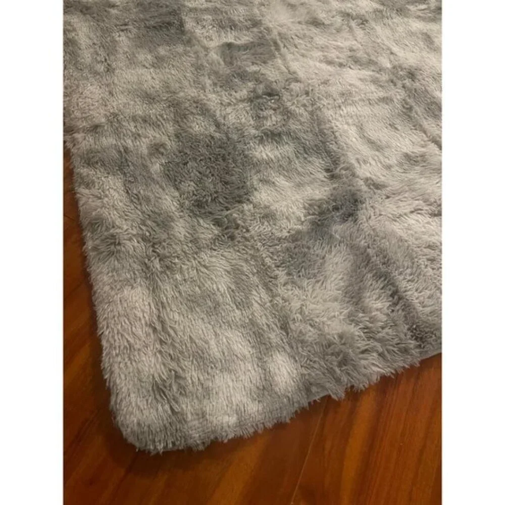 New 5x7 Ultra Soft Fluffy Rug, Tie-Dyed Grey Non-Slip Carpet for Home & Room